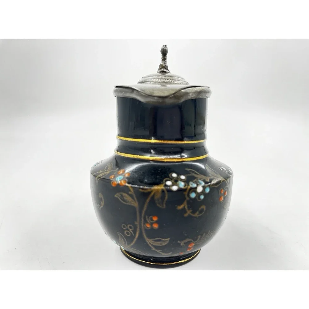 ViTG Sirdar England Miniature Pot Jug Creamer Hand painted Pewter Flip Lid Rare